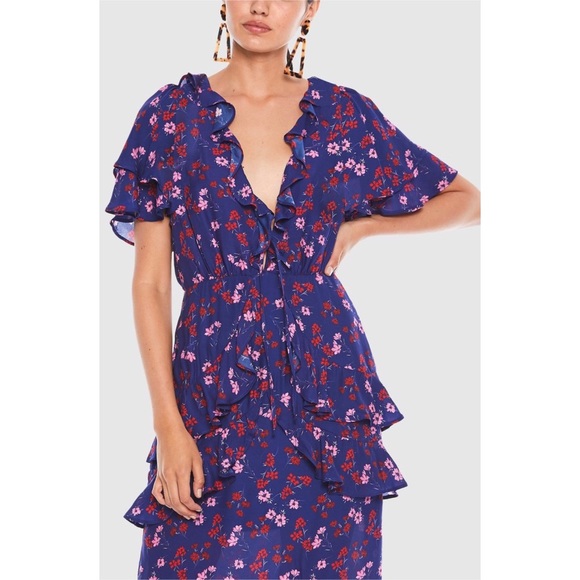 TALULAH The Yearning Ruffle Blue Midi Dress - Picture 4 of 16